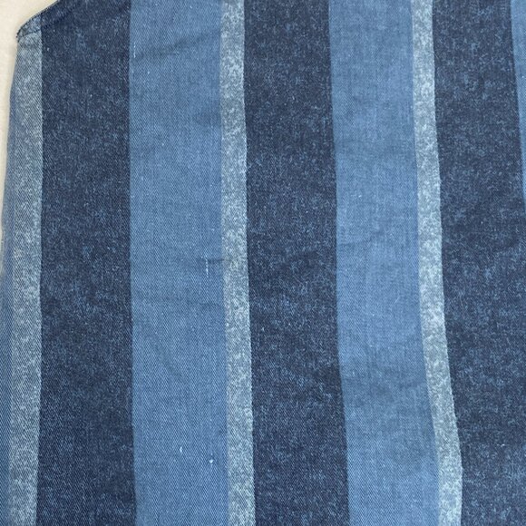 Vintage Santana Blue Sleeveless Button Front Vertical Stripe Shirt L Casual - Picture 12 of 13
